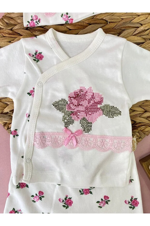 Babyım 883 Cıcek Nakıslı 3lu Hastane çıkışı